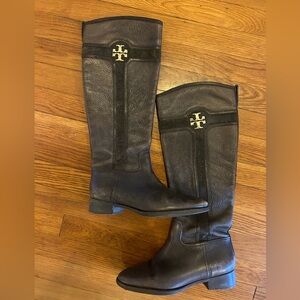 Tory Burch Alaina Dark Brown Leather Knee High Riding Boots